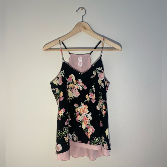 Candie’s cami strap racer back reversible floral and pink tank size Medium - Picture 5 of 9